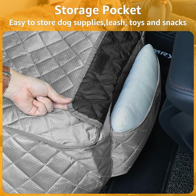 Waterproof Front Seat Car Cover 2 Pack, Full Protection Dog Car Seat Cover with Side Flaps, Nonslip Scratchproof Captain Chair Seat Cover Fits for Cars, Trucks, SUVs, Jeep, Gray (Gray)