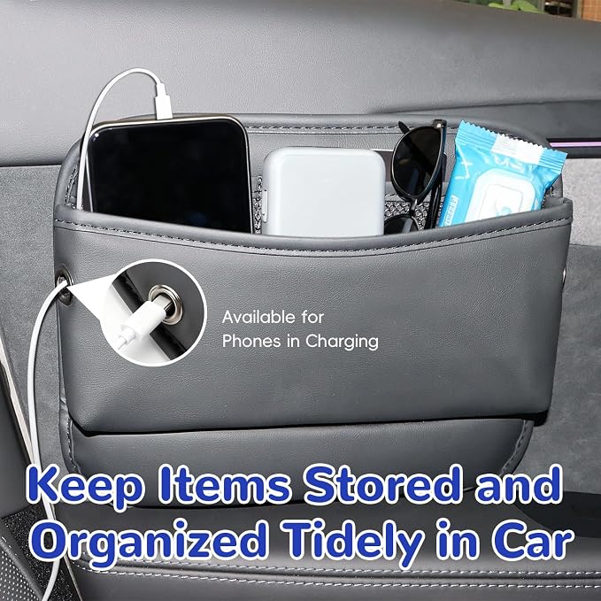 Car Seat Side Pocket Organizer Car Pocket Pouch for Seat, Door, Console, Car Seat Gap Filler Organizer Multifunctional Car Organizer Accessories for Phone Sunglasses Keys Cards (Large)