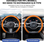 Frani Nappa Leather Steering Wheel Cover,Universal Fit 15 Inch-Premium Non-Slip Breathable Comfort Grip for Cars Trucks SUVs,Anti-Slip Durable Interior Upgrade Orange