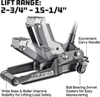 Powerbuilt Xtra Low Profile Floor Vehicle Jack with Safety Bar, Extra Low Car Jack - 2 Ton Load Capacity 620479E, Silver