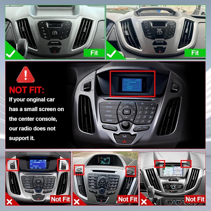 Android 14 Car Radio for 2+32G Ford Transit 2013-2019 9'' Touchscreen Car Stereo with Carplay Android Auto Backup Camera Mirror Link GPS Navigation WiFi Bluetooth FM Steering Wheel Controls