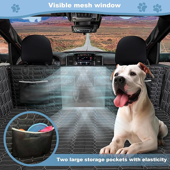 Back Seat Extender for Dogs Truck, Large Hard Bottom Car Seat Cover for Dogs, Waterproof Dog Hammock for Full Size Truck for Ford F-Series/RAM 1500/Silverado/Sierra