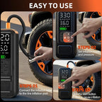 Y34 Tire Inflator Portable Air Compressor,4X Faster Inflation,8000mAh Cordless/12V DC 150PSI Air Pump with Digital Pressure Gauge for Car,Motorcycle,Bike,Ball Gifts for Him