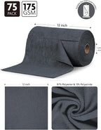 Microfiber Cleaning Cloth Roll- 75 Sheets, 12" x 12"(Dimgrey) | Super Absorbent, Lint-free, Tear-away Microfiber Towel Roll, for All-Purpose Cleaning, Reusable Alternative to Paper Towels