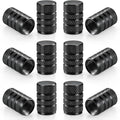 12PCS Tire Valve Stem Caps, Car Exterior Accessories, Aluminum Alloy Tire Valve Cap Set, Corrosion Resistant Leak-Proof Universal for Cars, Trucks, Motorcycles and Bicycles (Black)