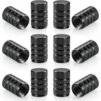 12PCS Tire Valve Stem Caps, Car Exterior Accessories, Aluminum Alloy Tire Valve Cap Set, Corrosion Resistant Leak-Proof Universal for Cars, Trucks, Motorcycles and Bicycles (Black)