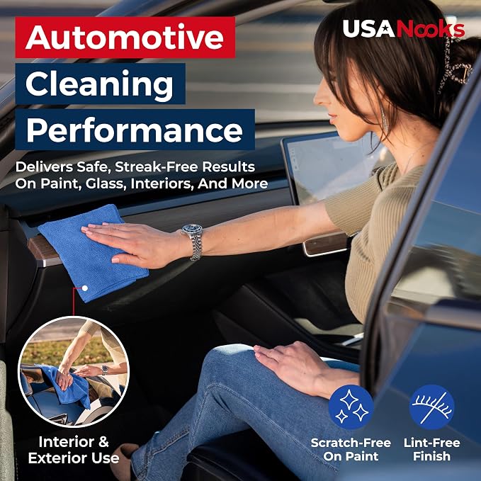 Premium 300GSM Microfiber Cleaning Cloth - 12.5"x12.5" High Performance - 1200 Washes, Ultra Absorbent Microfiber Towels for Cars Undercarriage, Rims & Engine Bay Cleaning - Microfiber Cloth