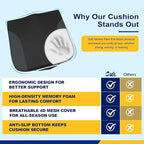Car Seat Cushion – Memory Foam Pad for Driving Comfort – Boosts Height and Relieves Coccyx & Lower Back Pain – Car, Truck, Office Chair (Leather & 4D Mesh Black)