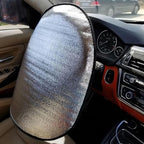Universal Car Steering Wheel Sun Shade Cover, 2PCS Heat-Resist Aluminum Foil Steering Wheel Cover for Most of Car SUV Truck Van,17.32x19.68inch/44x50cm