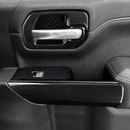 Car Inner Door Handrail Handle ABS Carbon Fiber Sticker Cover Interior Trim for 2019-2025 Chevy Silverado | for 2019-2021 GMC Sierra 1500 2500 3500 HD Decal Accessories （Crew Cab, Style A