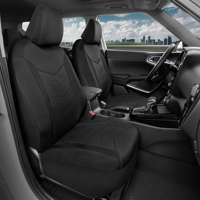 SpillGuard 2 Black Seat Covers for Cars & Seat Covers for Trucks - Neoprene Lining Waterproof Car Seat Covers Front Seats Only - SUV Seat Covers Protector - Forros para Asientos de Carro