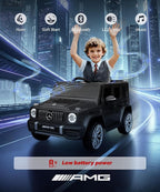 Licensed Mercedes-Benz AMG G63 Ride on Toys,12V Ride on Car with Remote Control,Rechargeable Battery,Flickering Lights/LED Lights, Bluetooth,Music, Soft Start, Low Battery Prompt,Dark Black