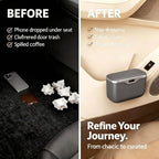 Car Trash Can with Lid - Leakproof Mini Garbage Bin for Door or Seatback,Premium ABS Auto Organizer,Space-Saving Car Garbage Can for Commuters,Families and Pet Owners,Fit for SUV,Sedan,Truck (Grey)