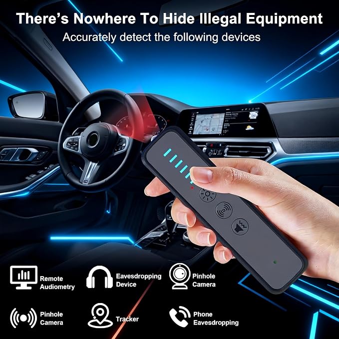 SALAN Hidden Camera Detector – Portable RF Detector & Camera Finder with Infrared Lens Scanner, GPS Tracker Detector for Vehicles, Bug Sweeper & Hidden Device Detector for Hotel Rooms, Travel