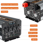 3000w Power Inverter DC 12V to AC 110V/120V Converter with 6000w Peak.Comes with LCD Display, Wireless Controller,4AC outlets 1USB.RV Inverter,Suitable for Camping,and Off-Grid Solar Inverter Systems