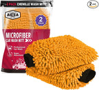 AIDEA Car Wash Mitt Microfiber, 2PK, Car Wash Brush, Orange, 8' X12'' | Scratch Free Lint-Free, Premium Chenille Microfiber Mitt, Cleaning Supplies, Extra Large Size