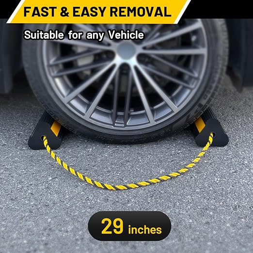 Wheel Chocks (2pair/4pack with Rope) for RV Trailer Camper Truck Car Aircraft, Versatile Heavy Duty Rubber Wheel Chocks Block with 3 Reflective Strips, Tire Wheel Immobilizers & Chocks