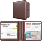 CoBak Car Registration and Insurance Holder - Vehicle Glove Box Car Organizer, Auto Truck Comparment Accessories Case for Essential Document, Driver License, Cards (Deep Brown)