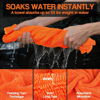 4 Pack Twisted Loop Car Drying Towel, Microfiber Towels for Cars 24"x36", Reusable Shammy Quick Dry Cloth for Carwash, for Auto, Boat, RV, Garage & Home