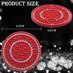4PCS Bling Crystal Rhinestone Cup Holder Coaster, 2.75 inch Soft Silicone Anti-Slip Shockproof, Car Cup Holder Insert Coasters, Universal Car Interior Accessories for Women (Red & White)