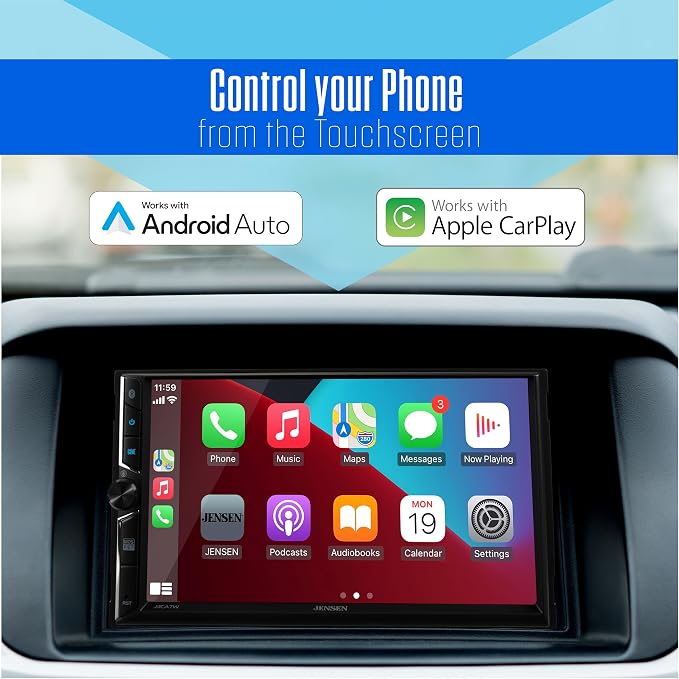 J3CA7W-BUC 7" Wireless Apple CarPlay Android Auto Stereo, Camera | Backup camera included, wired or wireless Certified Apple CarPlay and Android Auto, 7-inch touchscreen, Bluetooth, USB