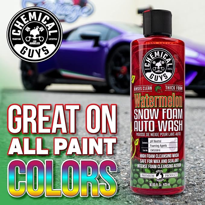 Car Wash Soap for Foam Cannon or Bucket, Watermelon Snow Foam Car Wash Soap for Trucks, Motorcycles, RVs & More, Super Suds, Watermelon Scent - 128 oz (1 Gallon)