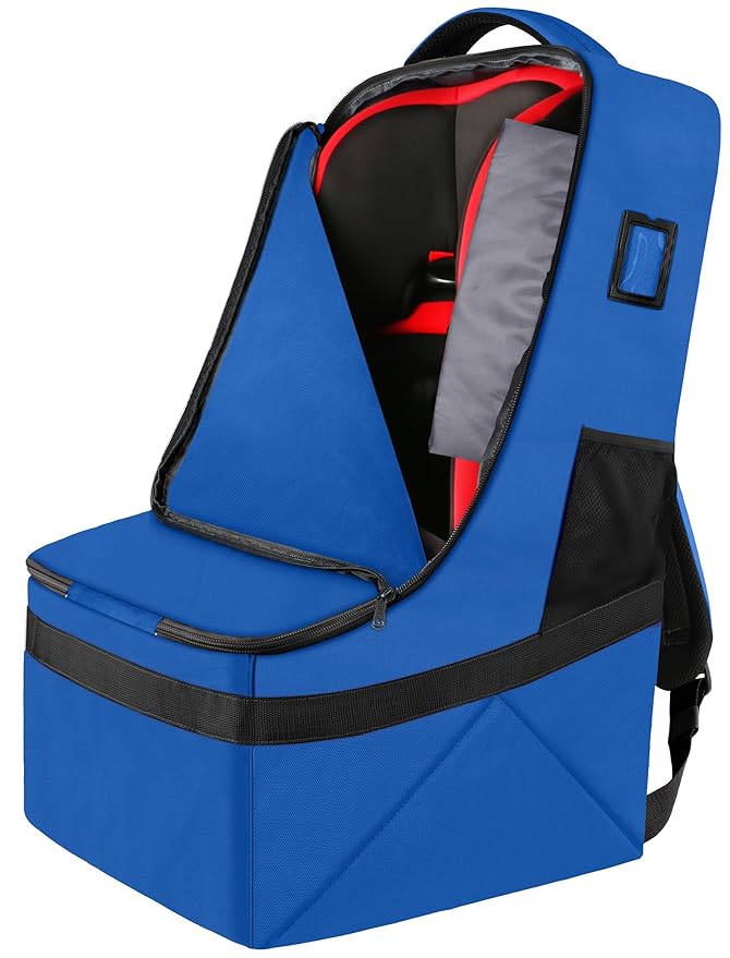 Car Seat Travel Bag, Padded Car Seats Backpack for Air Travel, Heavy Duty Carseat Travel Bag for Airplane, Airport Gate Check Bag (Blue)