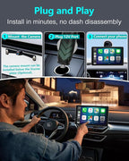 Wireless CarPlay Screen with Backup Camera: Auto Reconnect in Seconds - Maps, Music & Calls Ready for Daily Commute - 7" Touchscreen with 1080P Wired Rear Camera, Modern Upgrade for Older Cars