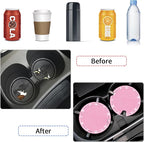 Car Coasters, 4 Pack Universal Vehicle Bling Car Coaster, Rhinestone Coaster for Cup Holders, Car Interior Accessories 2.75'' Silicone Car Coasters for Women(Pink, Pink Crystal Circle)