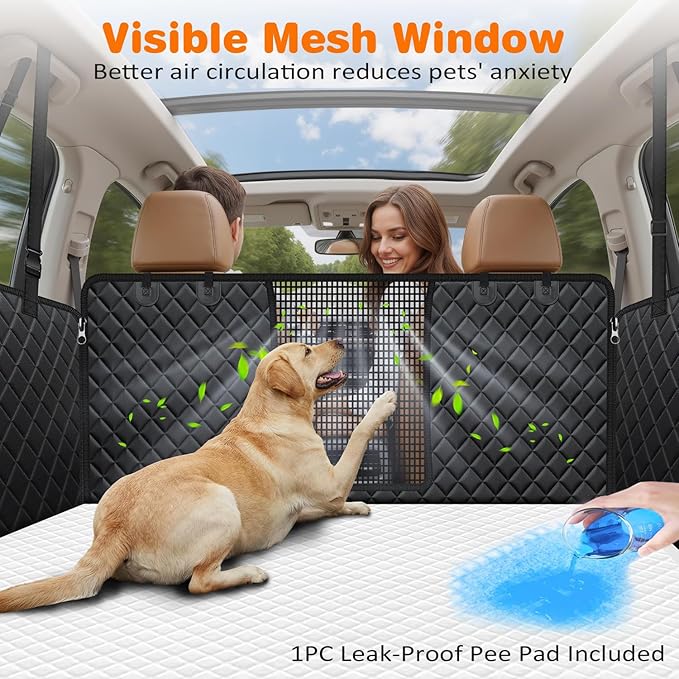 Dog Car Seat Cover for Pets 100% Waterproof Seat Cover Hammock 600D Heavy Duty Scratch Proof Nonslip Durable Soft Back Seat Covers for Cars Trucks and SUVs