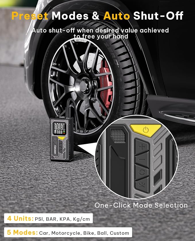 Tire Inflator Portable Air Compressor-150psi Cordless Portable Air Pump for Car Tires Faster Inflation with Tire Pressure Gauge