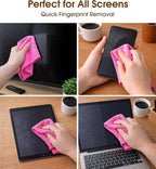 KitchLife Microfiber Cleaning Cloth Roll, 100 Pack - Tear-Away Microfiber Paper Towels, Lint-Free, Reusable, Washable for Kitchen, Car, Dishes, and Sensitive Surfaces (Hot Pink)