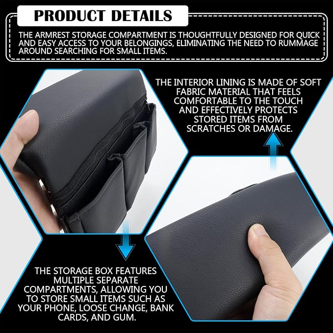 Universal Car Door Side Storage Pocket - Black Leather Window Armrest Organizer Bag with Extra Storage Space for Vehicle Interior Accessories