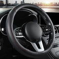 Car Steering Wheel Cover, Microfiber Leather Steering Wheel Cover Universal Fit 14.5-15 inch Anti-Slip Comfortable Breathable Car Wheel Protector for Men Women,Black