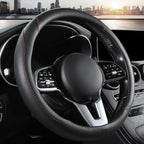 Car Steering Wheel Cover, Microfiber Leather Steering Wheel Cover Universal Fit 14.5-15 inch Anti-Slip Comfortable Breathable Car Wheel Protector for Men Women,Black