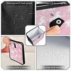 Car Trash Can Organizer Bin with Adjustable Strap for Back Front Seat Console Waterproof Leakproof Collapsible Portable 8.66 Inch Pink Unicorns Silhouette and Stars