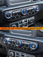 HVAC Climate Control Panel Knob Trim Kit & Light Control Switch Cover, Air Conditioner Knob Aluminum Alloy Ring for 2018-2024 Jeep Wrangler JL JLU & Gladiator JT, Interior Accessories, Blue