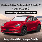Windshield Sun Shade Compatible for Tesla Model 3 & Model Y Juniper 2017-2024 2025 2026, Sun Visor for EV Front Window Sunshade, Foldable Heat & UV Protector, Car Accessories
