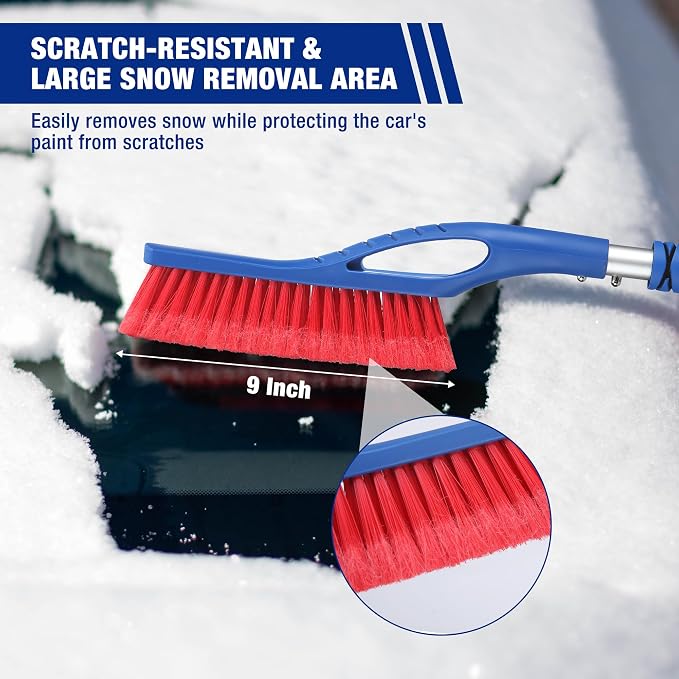 27" Snow Brush and Ice Scraper for Car Windshield, Car Snow Brush and Ice Scraper with Foam Grip, 2-in-1 Detachable Snow Removal Tool, Storage Bag Included, 2 PC