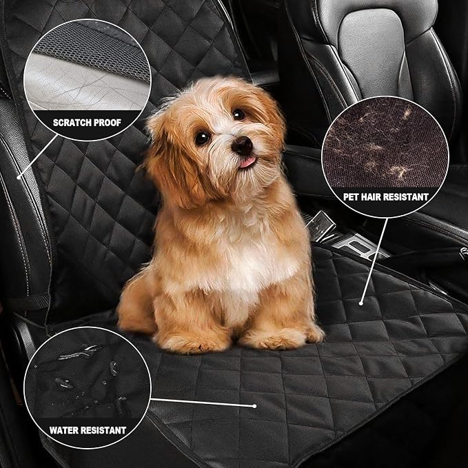 Dog Seat Cover Cars Trucks SUVs, Thick 600D Waterproof Pet Car Seat Cover Dog, Heavy Duty & Wear-Resistant Durable Nonslip Backing with Side Flaps, Scratchproof Dog Front Seat Cover