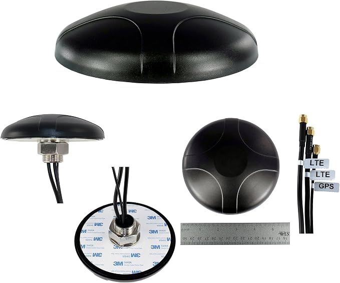 3-in-1 Professional Low-Profile MIMO LTE + GPS Screw Mount Combination Vehicle Antenna Compatible with Cradlepoint, Digi, Peplink and Other Modems/Routers (ANT-500-201)