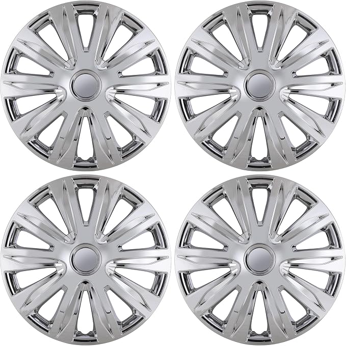 4-Pack 16 Inches Wheel Rim Cover Hubcaps,Redesign Fashion Style Replacement Hubcaps,Car Truck SUV Hub Accessories, Chrome