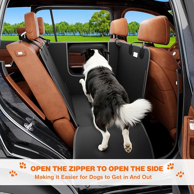 Half Dog Car Seat Cover for Back Seat - Waterproof Dog Half Hammock for Cars with Mesh Window,Scratchproof Pet Backseat Protector,Perdurable,Non-Slip Booster Seat for Small,Medium and Large Dogs