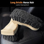 7PCS Car Interior Detailing Kit, Horse Hair Car Leather Brush, Applicator Pads and Microfiber Cloth for Car Interior & Seats Leather, Interior Car Cleaning Kit, Orange
