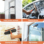 65'' Squeegee Window Cleaner 2 in 1 Rotatable Window Cleaning Tool Kit with Telescopic Pole, Window Washing Equipment with Bendable Head for Indoor/Outdoor Window and Car Glass - EAW01 Pro
