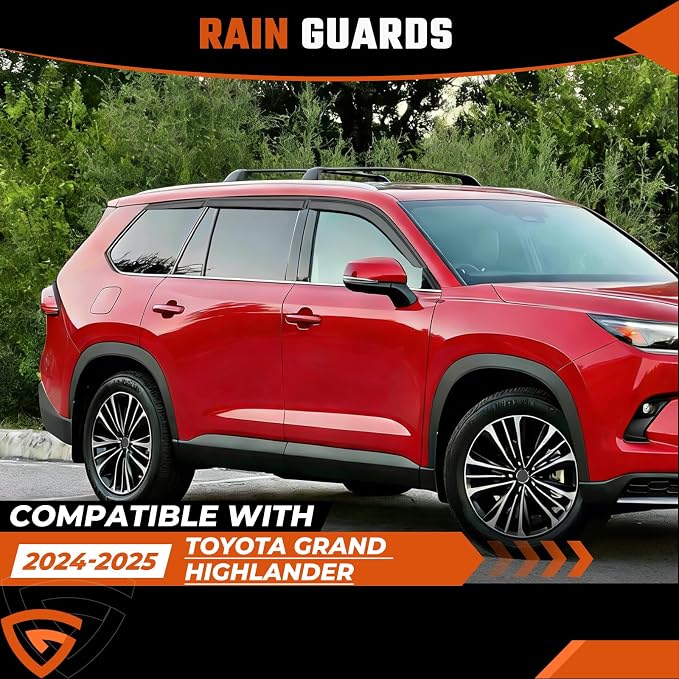 Rain Guards Fit for Toyota Grand Highlander 2024 2025 2026 Out Channel Extra Durable Side Shatterproof Window Visor Deflectors 2024-2026 Grand Highlander Rain Guard Black 4 PCS