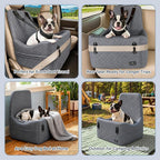 Dog Car Seat for Small/Medium Dogs Up to 35 lbs – Patented Safety System, 5" Memory Foam Pet Booster Car Seat, Fully Detachable and Washable Dog Carseat with 2 Storage Pockets (Grey)