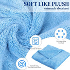 16 Pcs 15 Pcs Car Microfiber Towels Buffing Drying Wash Cleaning Cloths Plush Large Towels Thick Care Polishing Detailing Waxing Scratch Proof Towel, 15.75 x 15.75 Inch (Light Blue)