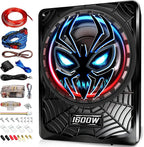 1600W Slim Underseat subwoofers 10" Powered Sub with Amp Package | RGB Ambient Lights, Individual Controls (LPF/Gain/Bass Boost), Distortion-Free Deep Bass, Universal Fit for All Vehicle Models