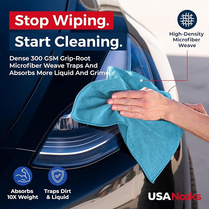 Microfiber Cleaning Cloth - Turq - 8Pcs (12.5x12.5 inch) High Performance - 1200 Washes, Ultra Absorbent Car Towel Traps Grime & Liquid for Streak-Free Mirror Shine - car Washing Cloth